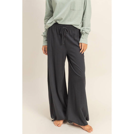 Hyfve - High Waist Drawstring Wide Leg Pants