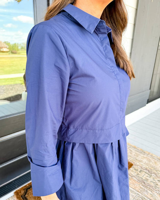 2.7 August Apparel - Shirt Dress - blue - clothing - dresses