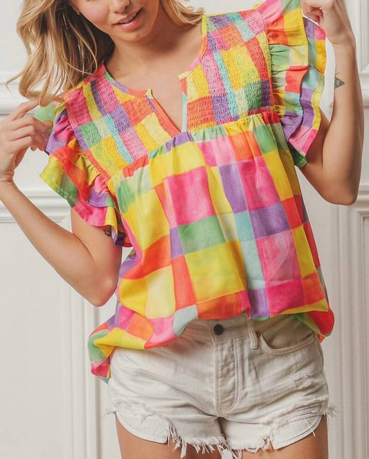 Bibi - Brielle Multicolored Ruffled Top