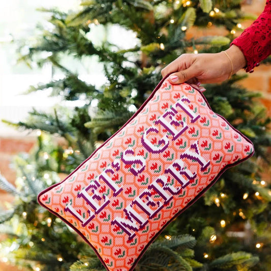 Furbish Studio - Let's Get Merry Needlepoint Pillow