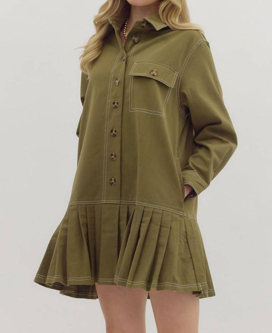 Entro - Button Down Pleated Mini Dress