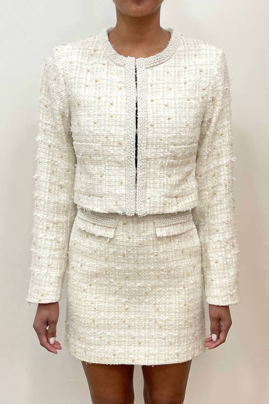 Adelyn Rae - alba tweed pearl trim jacket