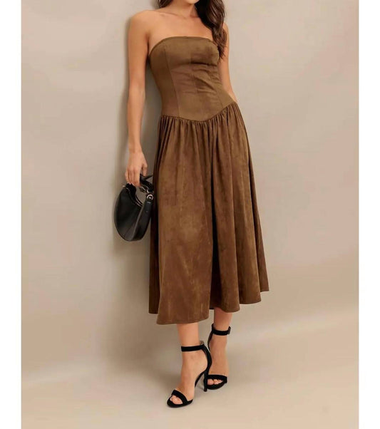 Flying Tomato - Faux Suede Midi Dress