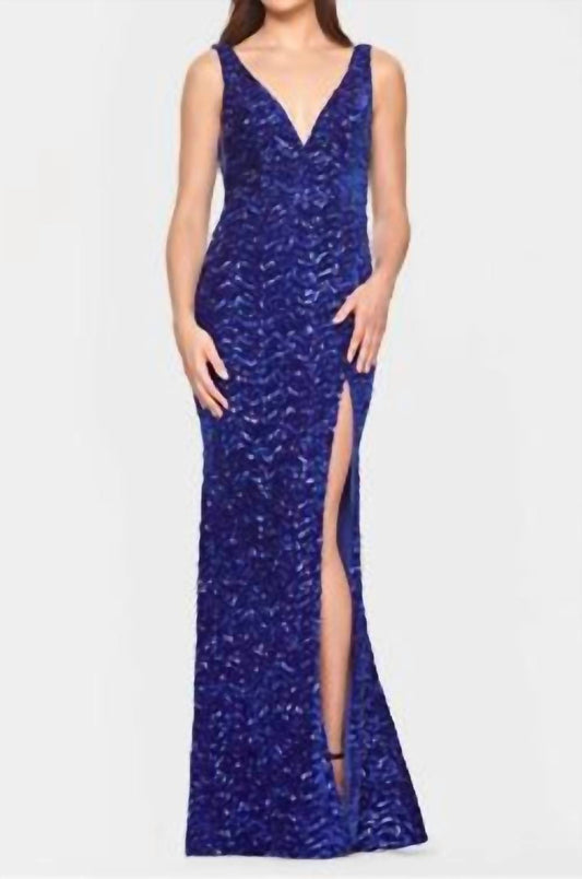 Faviana - Velvet Sequin Prom Dress