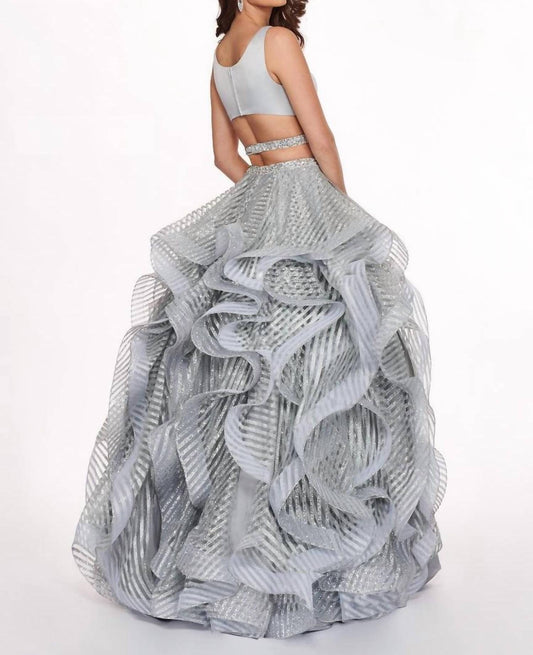 Rachel Allan - Two-piece Matte Satin Ruffled Gown