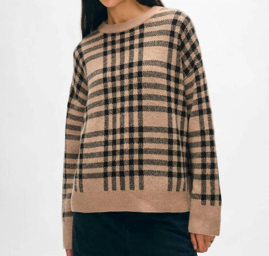 White + Warren - Cashmere Plaid Crewneck Sweater