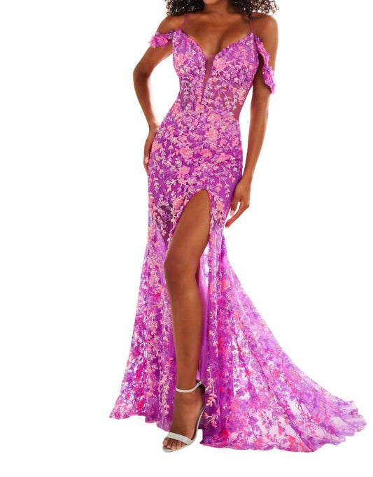 Ellie Wilde - Embroidered Sequin Tulle Mermaid Prom Dress