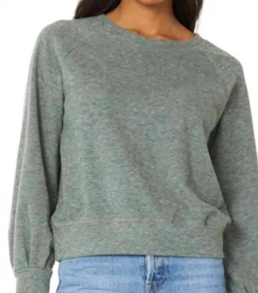 Bobi - Pleat Sleeve Crew Neck Sweat Shirt