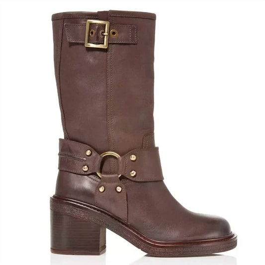 Aqua - Women’s Buckled Block Heel Moto Boots