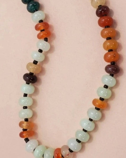 Josslyn By Wall To Wall - Women's Natural Agate Glass Semi-precious Bead Necklace
