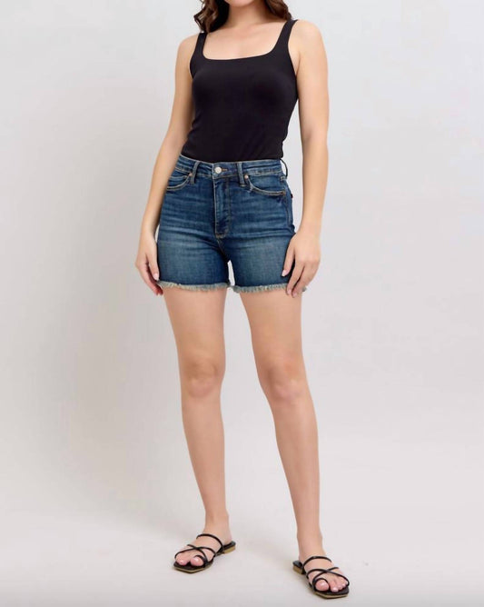Judy Blue - Tummy Control Fray Hem Shield Pocket Shorts