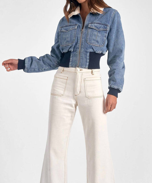 Elan - DENIM JACKET FUR COLLAR