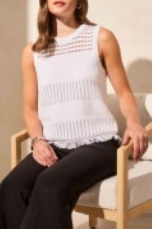 Tribal - Sleeveless Open Weave Sweater Top