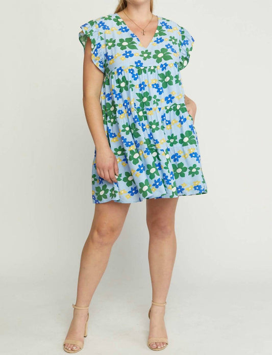 Entro - Floral Tiered Babydoll Dress - Plus