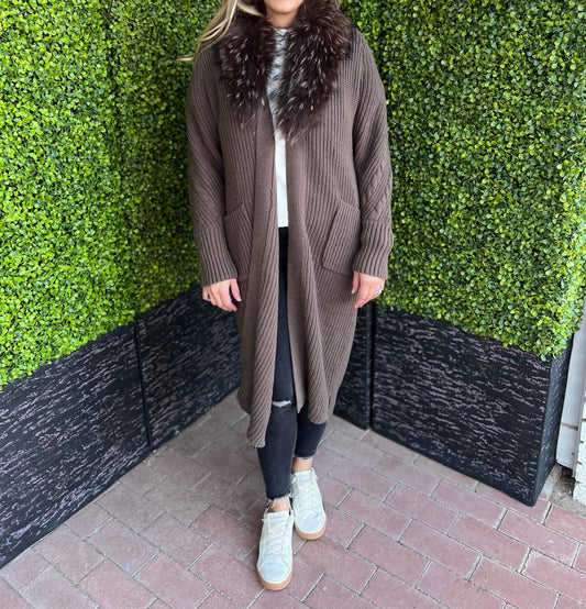 Morris Kaye - Knit Duster With Detachable Raccoon Collar