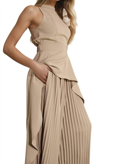Mulla - Michelle Hi-low Hem High-neck Top & Pleated Pant Set