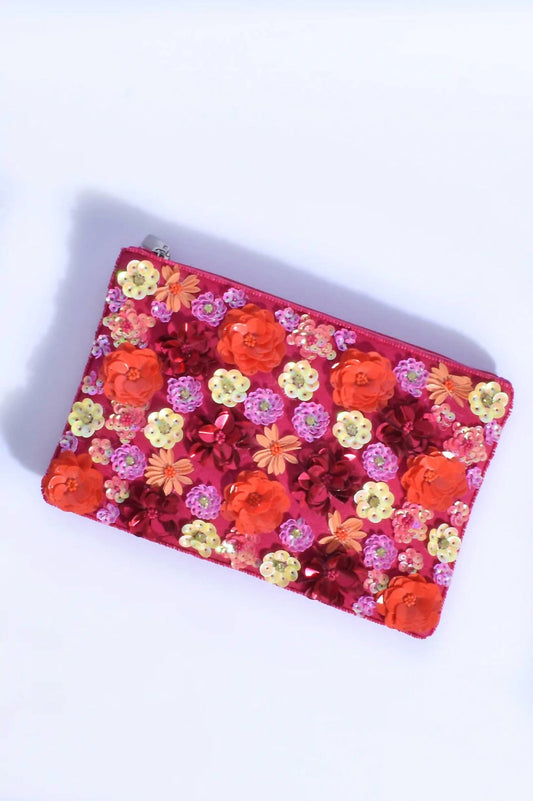Treasure Jewels - Women's Floral Beaded Clutch Bag