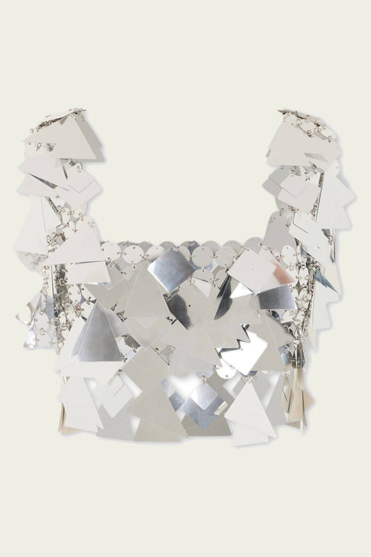 Rabanne - Women's Triangle-paillettes Metallic Top