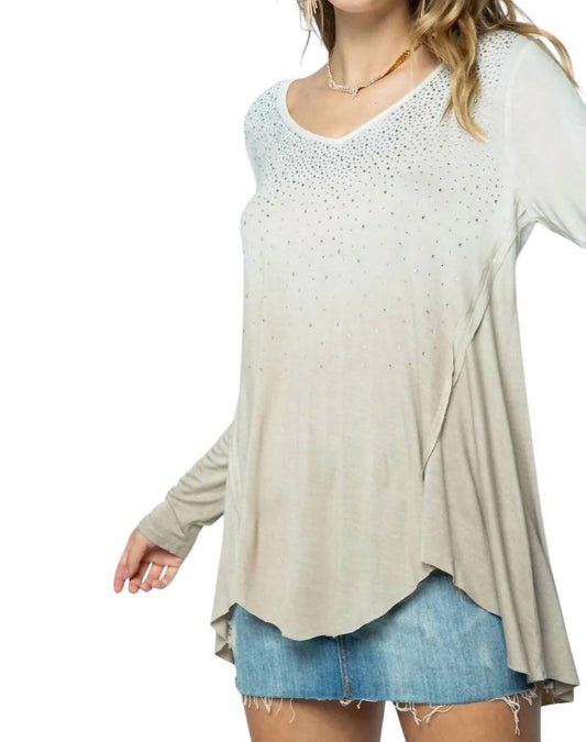 Vocal Apparel - Tie Dye Ombre Sequin Long Sleeve Top