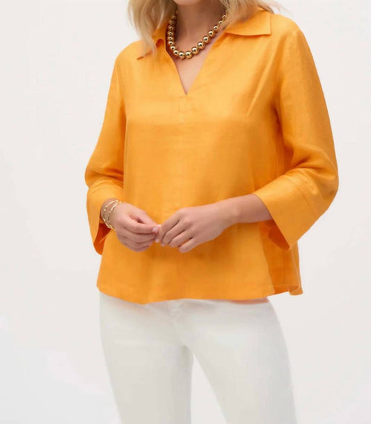 Joseph Ribkoff - Palm Springs Linen Boxy Top With Shirt Collar