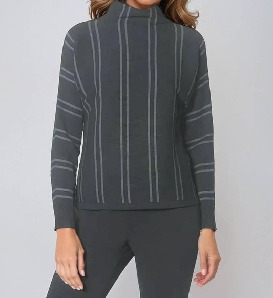 J'Envie/Eli - Vertical Stripe Funnel Sweater