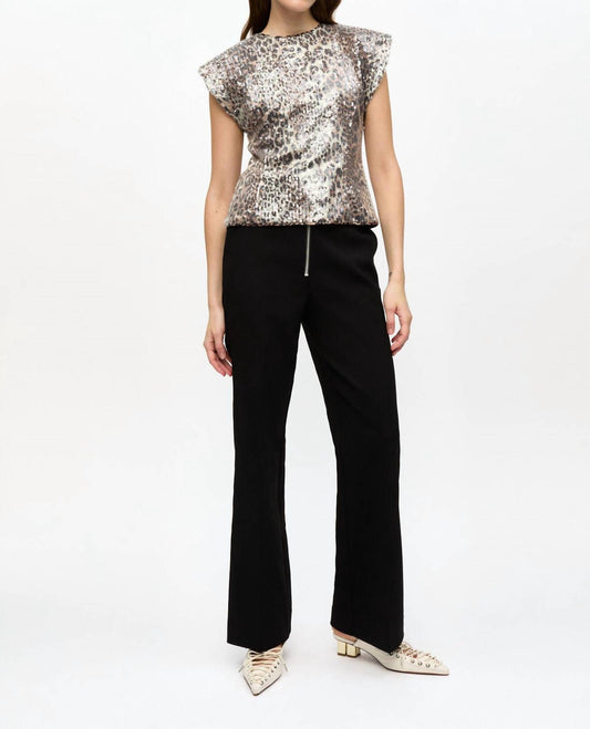 Ganni - Printed Stretch Sequins Blouse
