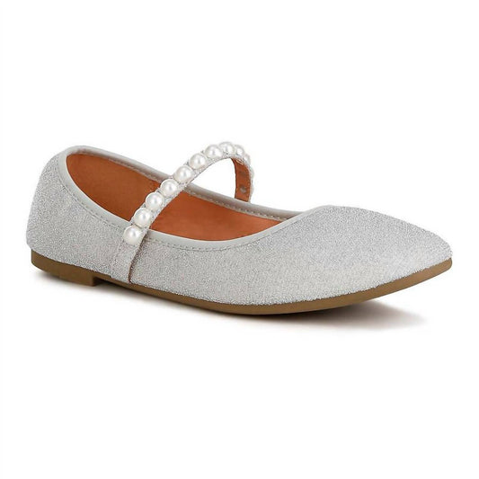 Rag Company - Women's Corphee Pearl Strapped Glitter Ballerina Shoes