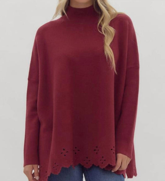 Entro - High Neck Eyelet Sweater