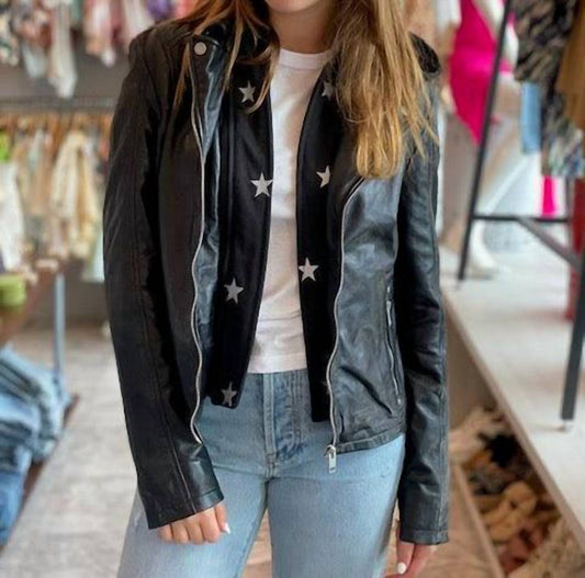 Mauritius - Star Hooded Leather Jacket