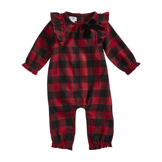 Mudpie - Baby Buffalo Check Flannel One-Piece