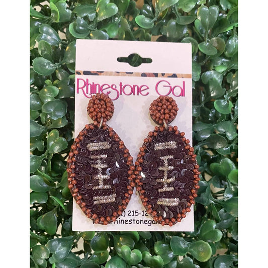 Live Love Gameday - Women's Mini Football Sequin & Seed Bead Earrings
