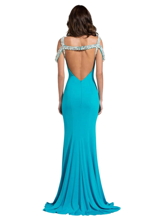 Ashleylauren - Beaded Jersey Evening Dress