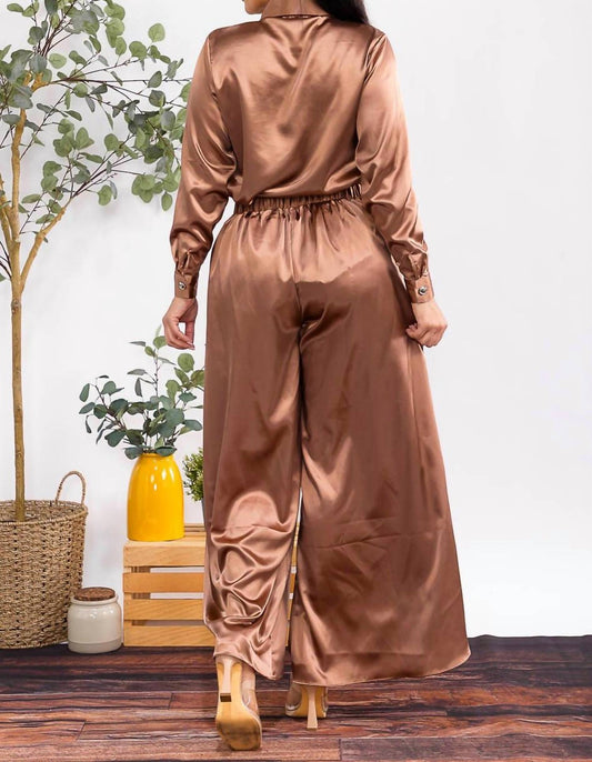 Karen T Design - Button Down Shirt And Open Pants Set