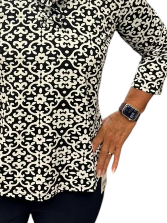 Lulu-B - Ruffle Swirl 3/4 Sleeve Top