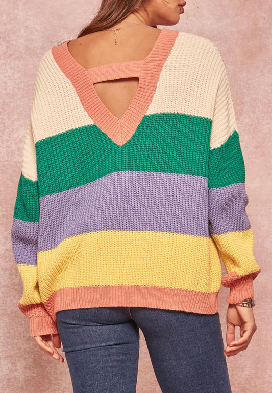 OPEN-BACK COTTON-BLEND SWEATER