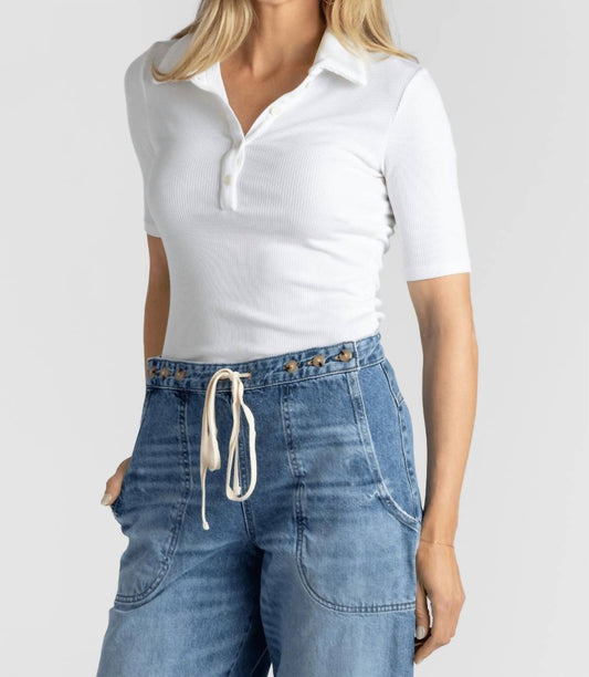 Sprwmn - Mid Sleeve Polo Top