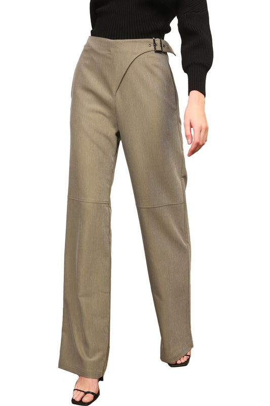 Line And Dot - Alexis Wide Leg Pant With Buckle Belt