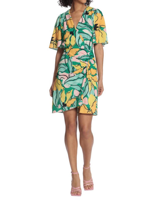 Maggy London - Floral Printed Flutter Sleeve Dress