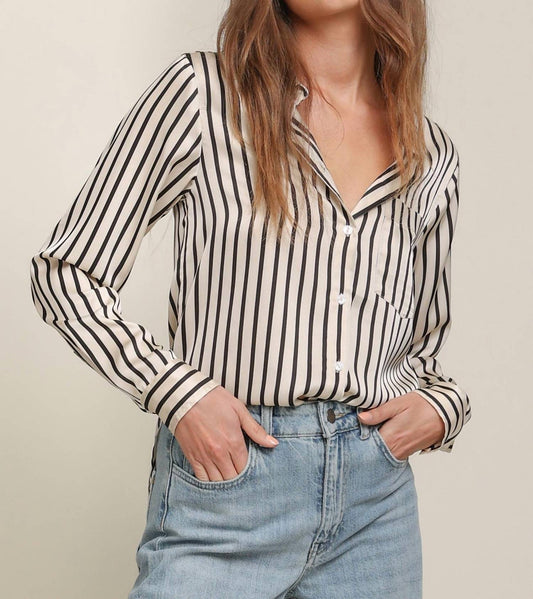 Line And Dot - Striped Long Sleeve Button Shirt