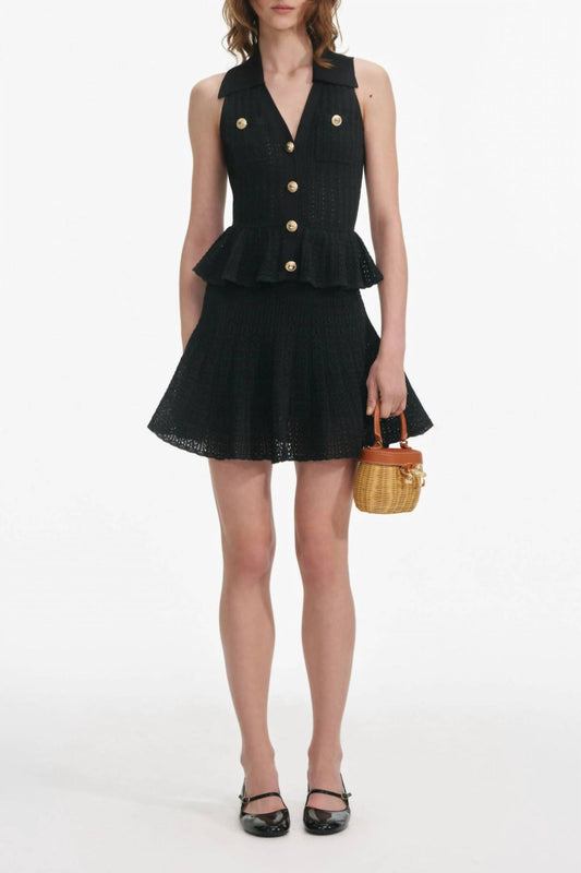 Self-Portrait - Pointelle Knit Mini Dress