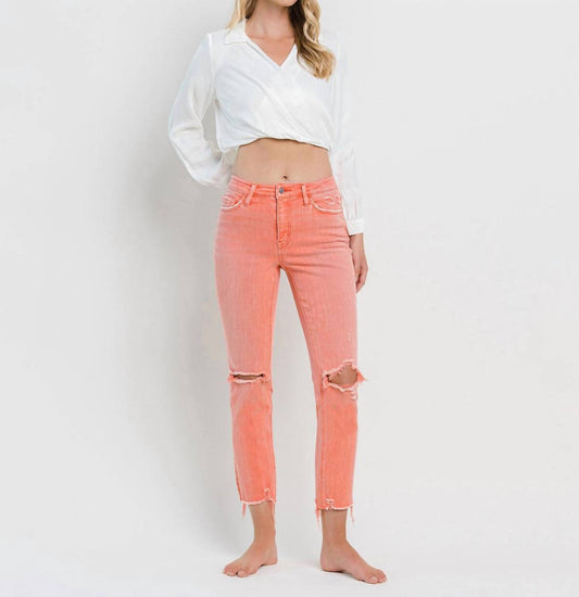 Flying Monkey - Lantana High Rise Distressed Hem Crop Slim Straight Jeans