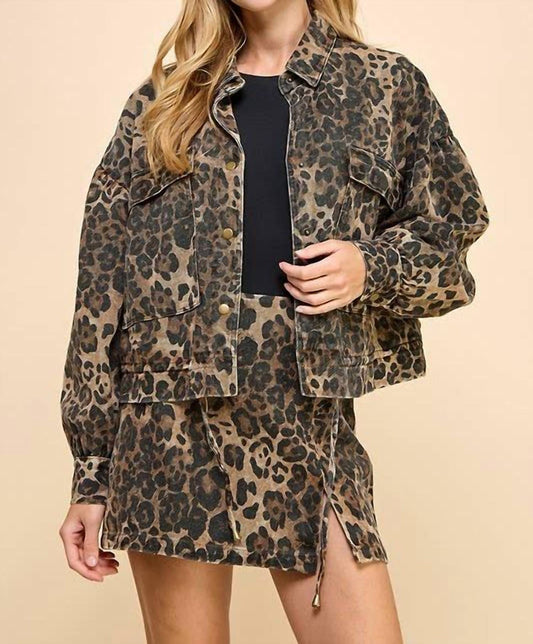 Tcec - Animal Printed Button Down Jacket