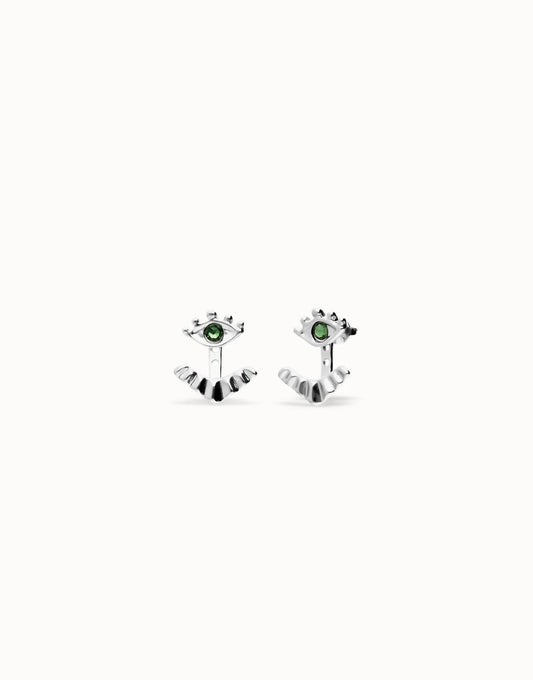 Unode50 - Women's Eye Shaped Stud Earrings With Verde Crystal