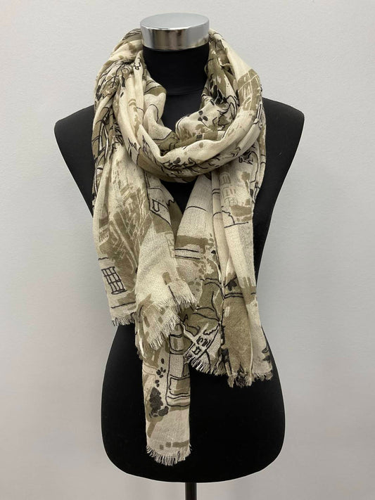 Jitni - KHAKI/CREME CASHMERE SCARF