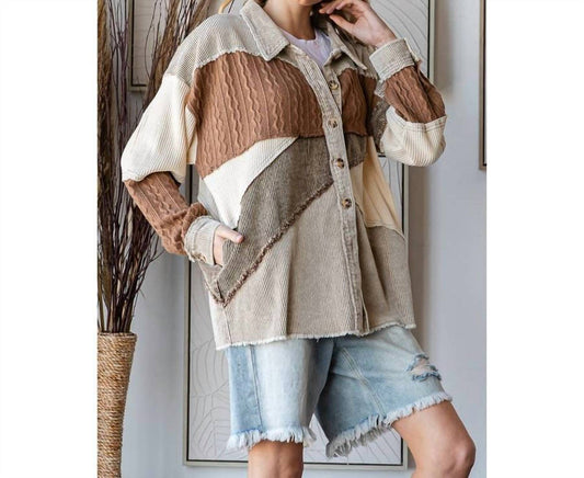 Oli & Hali - Colorblock Drop Shoulder Shacket