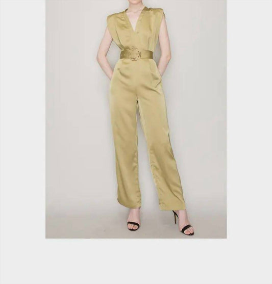Ina Fashion - Satin Sleeveless V-Neck Jumpsuit