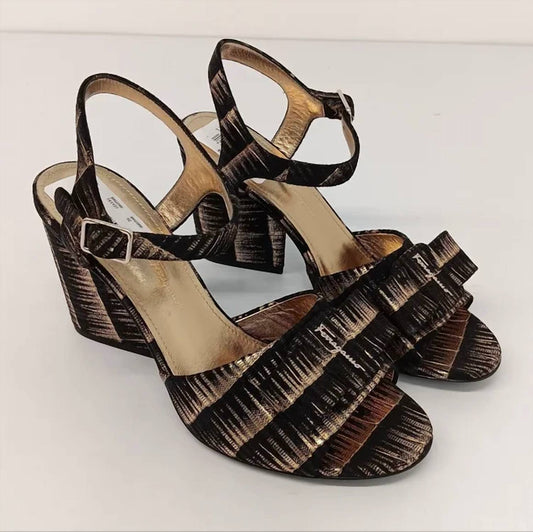 Salvatore Ferragamo - Women's Violet Laminated Leather Heeled Sandals