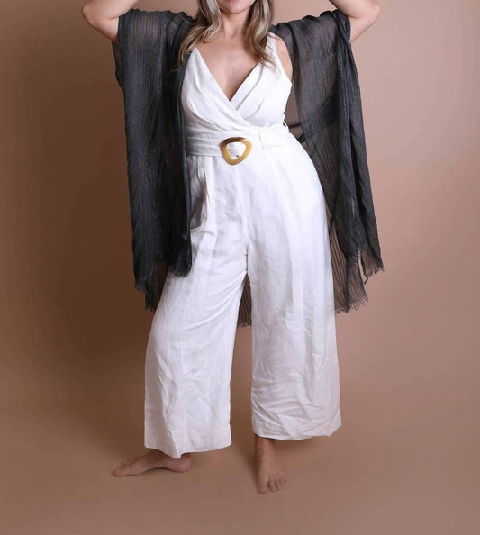 Leto - Pencil Stripe Lurex Lined Lightweight Wrap Shawl Cover Up Kimono