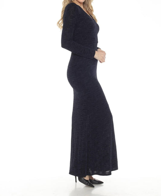 Joseph Ribkoff - Shimmery V-neck Long Sleeve Evening Dress