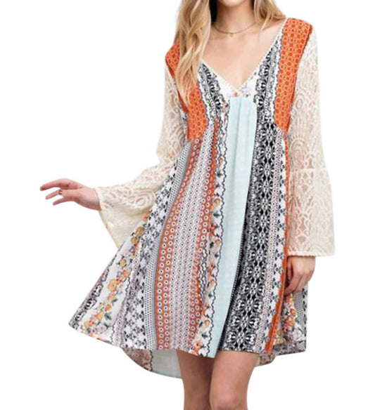 Kori - Mixed Print Lace Dress